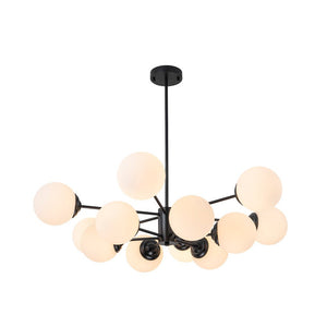 Farmhouze Light - Modern Frosted Glass Bubble Brass Sputnik Chandelier - Chandelier - 12 - Light/Black - 