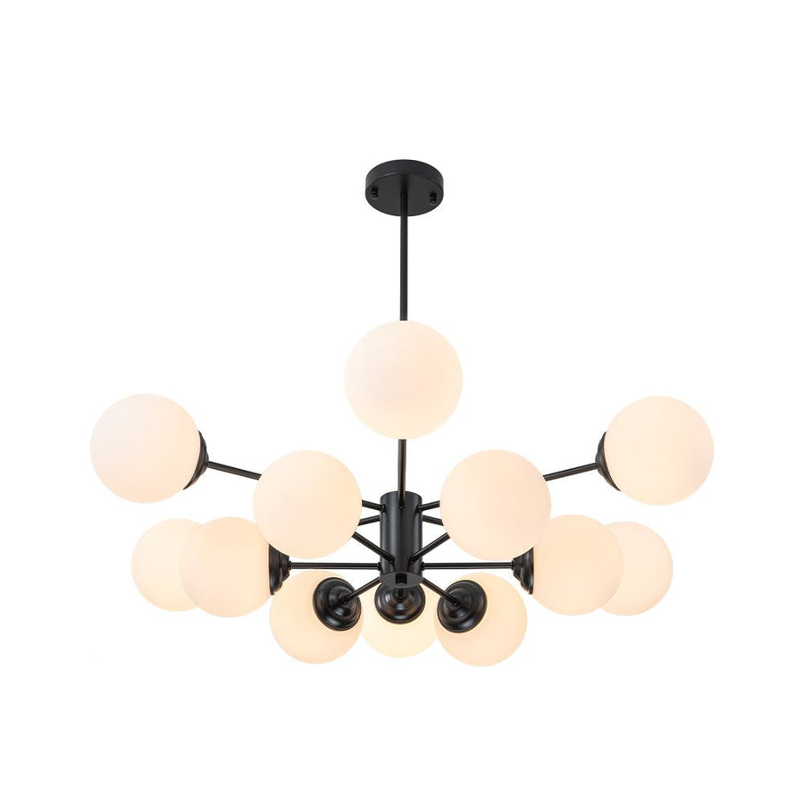 Farmhouze Light - Modern Frosted Glass Bubble Brass Sputnik Chandelier - Chandelier - 12 - Light/Black - 