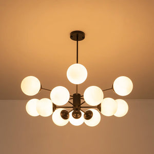 Farmhouze Light - Modern Frosted Glass Bubble Brass Sputnik Chandelier - Chandelier - 12 - Light/Black - 