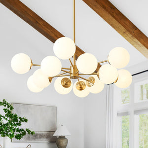 Farmhouze Light - Modern Frosted Glass Bubble Brass Sputnik Chandelier - Chandelier - Brass - 