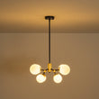 Load image into Gallery viewer, Farmhouze Light-Modern Frosted Glass Bubble Molecular Sputnik Chandelier-Chandelier-Brass Black-
