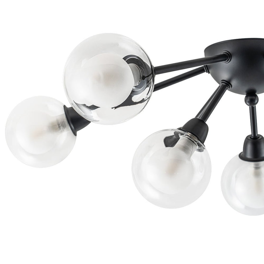 Farmhouze Light - Modern Glass Globe Sunburst Semi Flush Mount Ceiling Light - Ceiling Light - Black - 