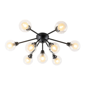 Farmhouze Light - Modern Glass Globe Sunburst Semi Flush Mount Ceiling Light - Ceiling Light - Black - 