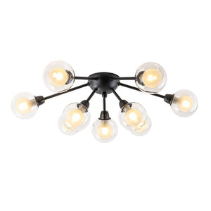 Farmhouze Light - Modern Glass Globe Sunburst Semi Flush Mount Ceiling Light - Ceiling Light - Black - 