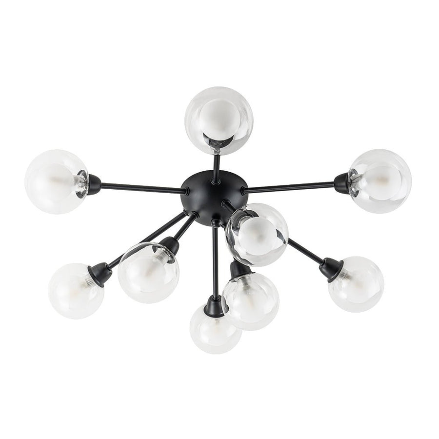 Farmhouze Light - Modern Glass Globe Sunburst Semi Flush Mount Ceiling Light - Ceiling Light - Black - 