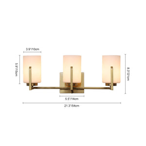 Farmhouze Light - Modern Gold Opal Glass Shade 3 - Light Vanity Lamp - Wall Sconce - Gold - 