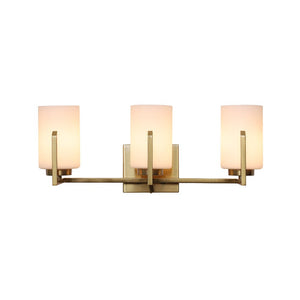 Farmhouze Light - Modern Gold Opal Glass Shade 3 - Light Vanity Lamp - Wall Sconce - Gold - 
