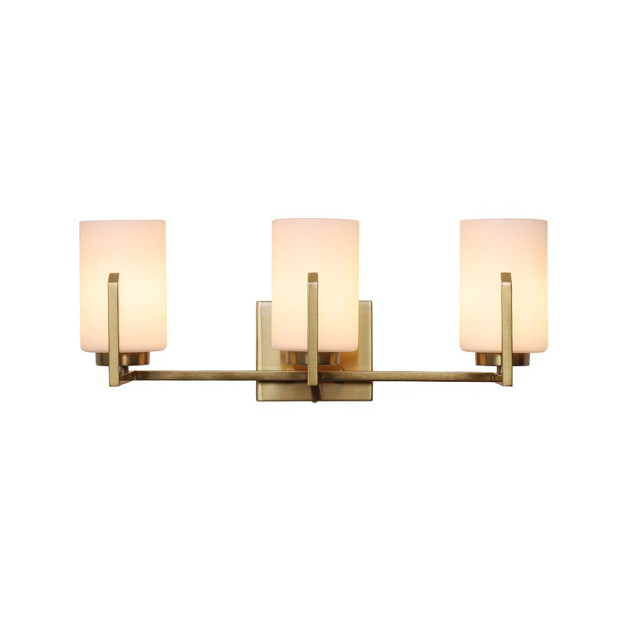 Farmhouze Light - Modern Gold Opal Glass Shade 3 - Light Vanity Lamp - Wall Sconce - Gold - 