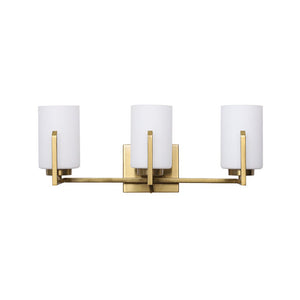 Farmhouze Light - Modern Gold Opal Glass Shade 3 - Light Vanity Lamp - Wall Sconce - Gold - 