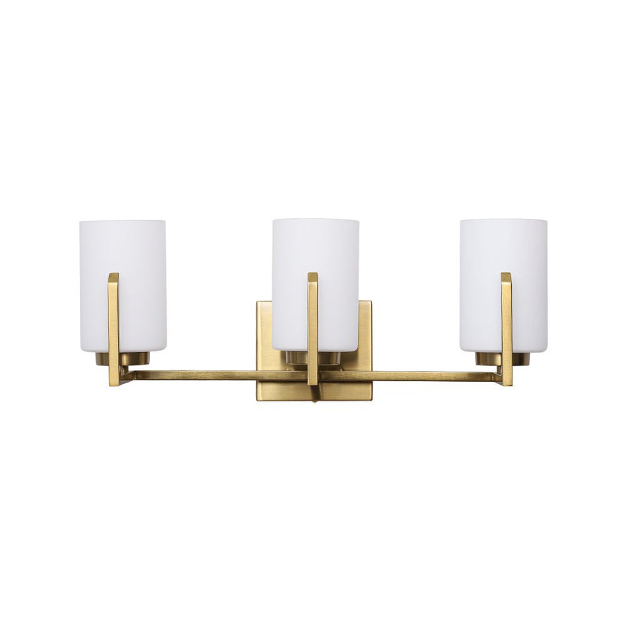 Farmhouze Light - Modern Gold Opal Glass Shade 3 - Light Vanity Lamp - Wall Sconce - Gold - 