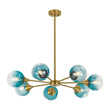 Load image into Gallery viewer, Farmhouze Light-Modern Mid-Century Blue Glass Globe Brass Sputnik Chandelier-Chandelier-7 Bulbs-
