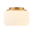 Load image into Gallery viewer, Farmhouze Light-Modern Milky Glass Round Pleated Drum Semi Flush Mount-Ceiling Light-Brass-
