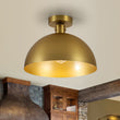 Load image into Gallery viewer, Farmhouze Light-Modern Minimalist 1-Light Brass Metal Dome Semi Flush Mount-Ceiling Light-13.8 in-

