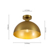 Load image into Gallery viewer, Farmhouze Light-Modern Minimalist 1-Light Brass Metal Dome Semi Flush Mount-Ceiling Light-13.8 in-
