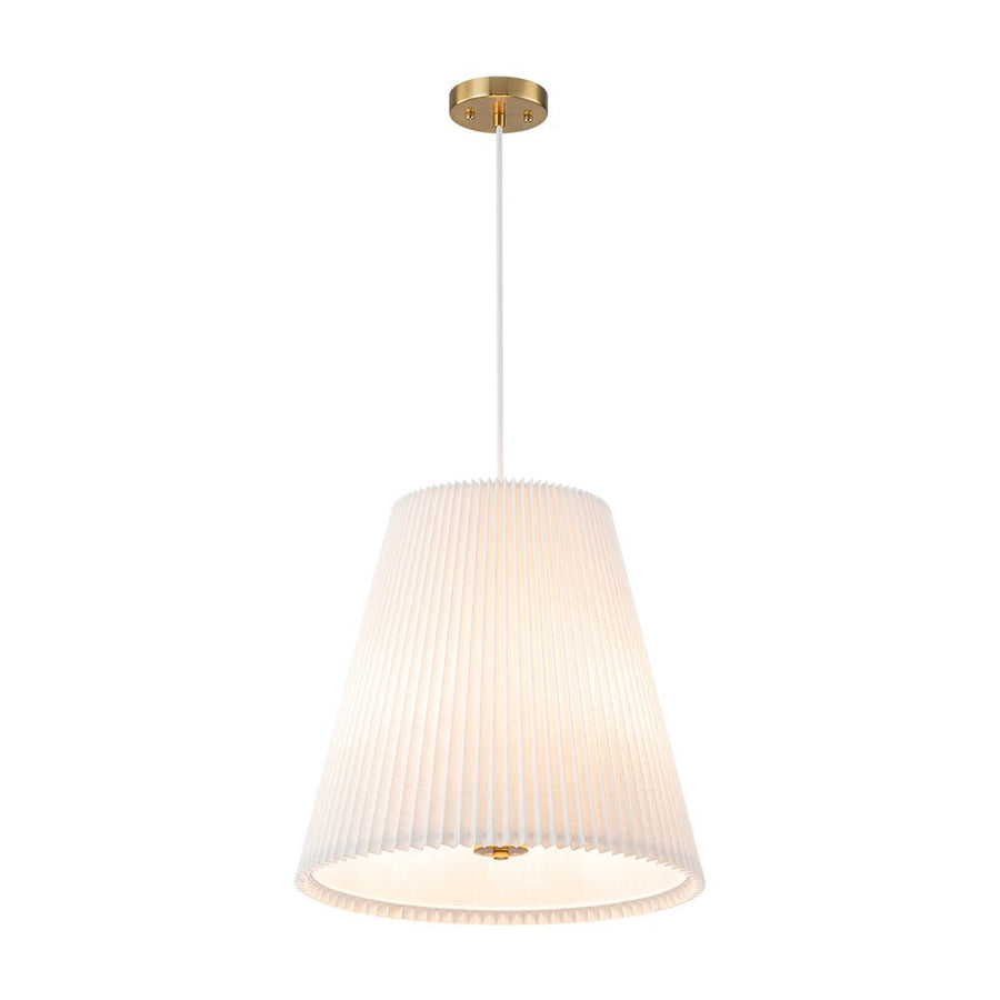 Farmhouze Light - Modern Pleated Linen Tapered Drum Lantern Pendant Light - Chandelier - 17.7 in - 