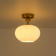 Load image into Gallery viewer, Farmhouze Light-Modern Single Opal Fluted Glass Oval Semi Flush Ceiling Light-Ceiling Light-Brass-
