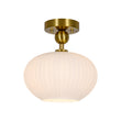 Load image into Gallery viewer, Farmhouze Light-Modern Single Opal Fluted Glass Oval Semi Flush Ceiling Light-Ceiling Light-Brass-
