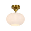 Load image into Gallery viewer, Farmhouze Light-Modern Single Opal Fluted Glass Oval Semi Flush Ceiling Light-Ceiling Light-Brass-
