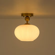 Load image into Gallery viewer, Farmhouze Light-Modern Single Opal Fluted Glass Oval Semi Flush Ceiling Light-Ceiling Light-Brass-
