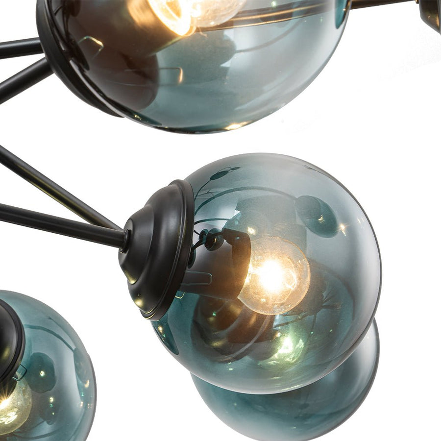 Farmhouze Light - Modern Sputnik Gradual Blue Glass Globe Bubble Chandelier - Chandelier - Black - 