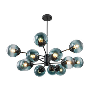 Farmhouze Light - Modern Sputnik Gradual Blue Glass Globe Bubble Chandelier - Chandelier - Black - 