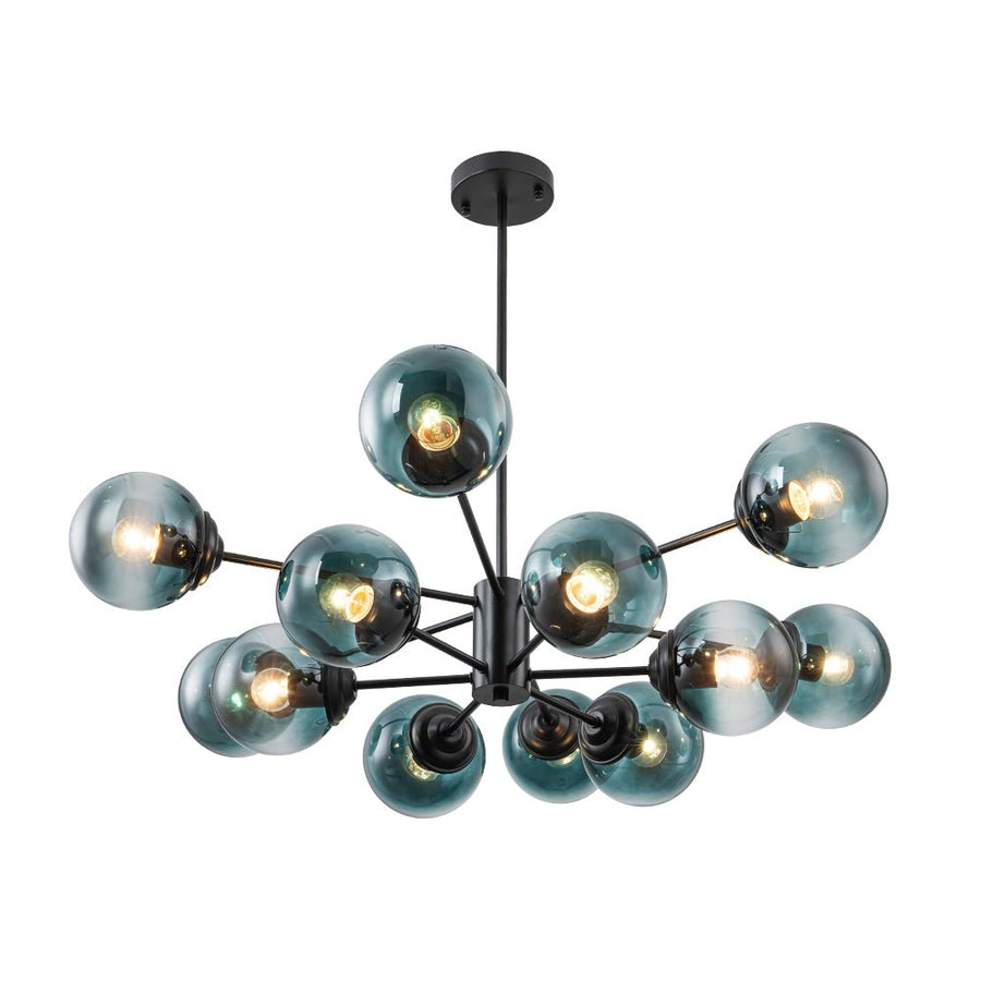 Farmhouze Light - Modern Sputnik Gradual Blue Glass Globe Bubble Chandelier - Chandelier - Black - 