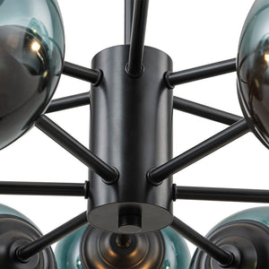 Farmhouze Light - Modern Sputnik Gradual Blue Glass Globe Bubble Chandelier - Chandelier - Black - 