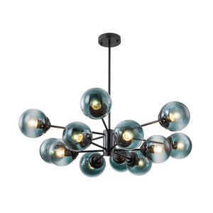 Farmhouze Light - Modern Sputnik Gradual Blue Glass Globe Bubble Chandelier - Chandelier - Black - 