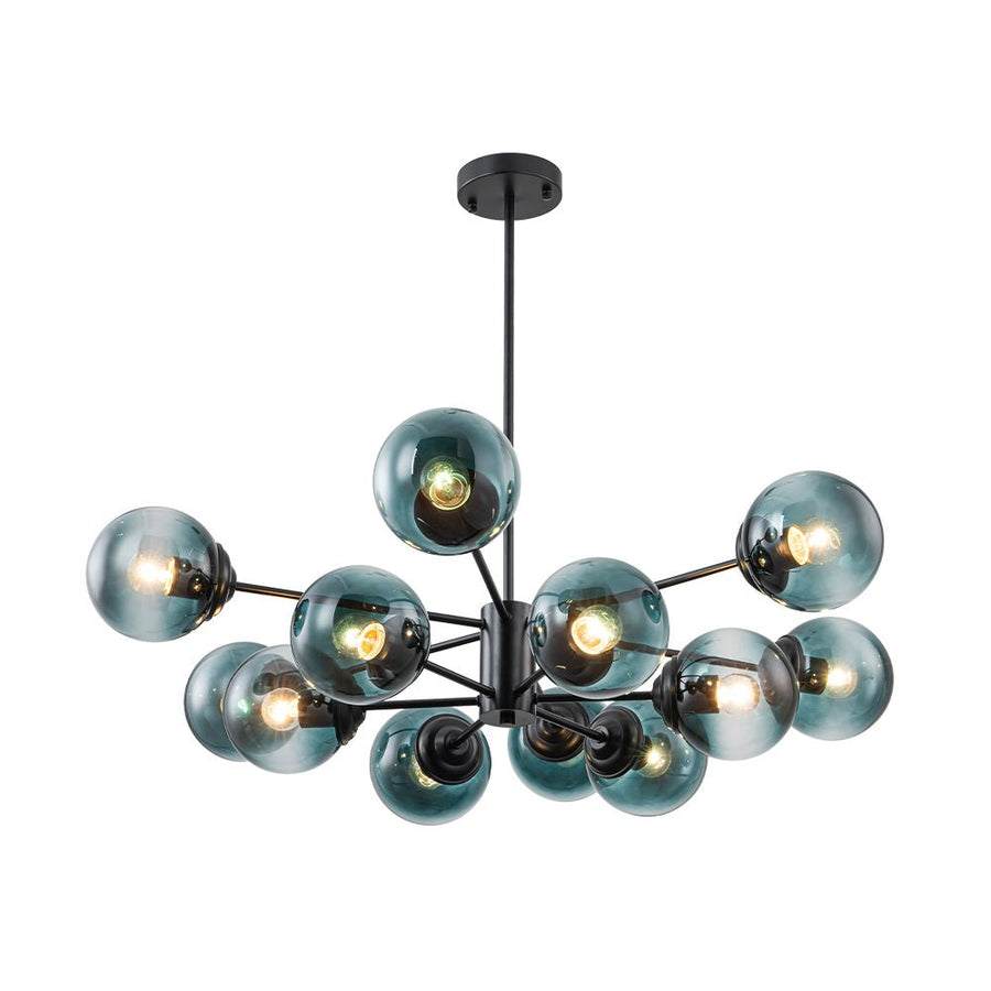 Farmhouze Light - Modern Sputnik Gradual Blue Glass Globe Bubble Chandelier - Chandelier - Black - 