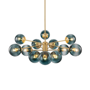 Farmhouze Light - Modern Sputnik Gradual Blue Glass Globe Bubble Chandelier - Chandelier - Brass - 