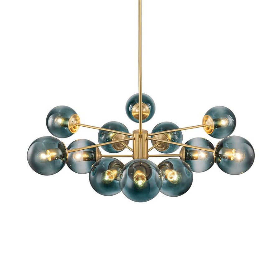 Farmhouze Light - Modern Sputnik Gradual Blue Glass Globe Bubble Chandelier - Chandelier - Brass - 