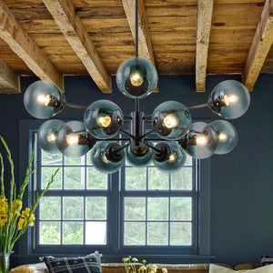 Farmhouze Light - Modern Sputnik Gradual Blue Glass Globe Bubble Chandelier - Chandelier - Brass - 