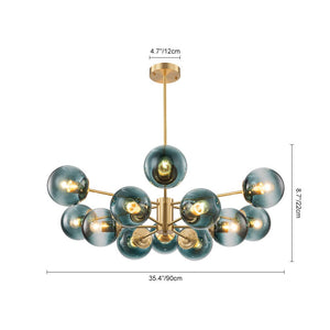 Farmhouze Light - Modern Sputnik Gradual Blue Glass Globe Bubble Chandelier - Chandelier - Brass - 