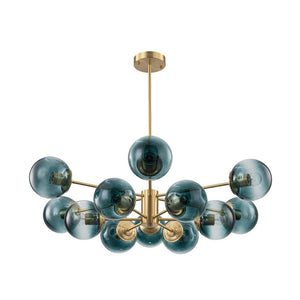 Farmhouze Light - Modern Sputnik Gradual Blue Glass Globe Bubble Chandelier - Chandelier - Brass - 