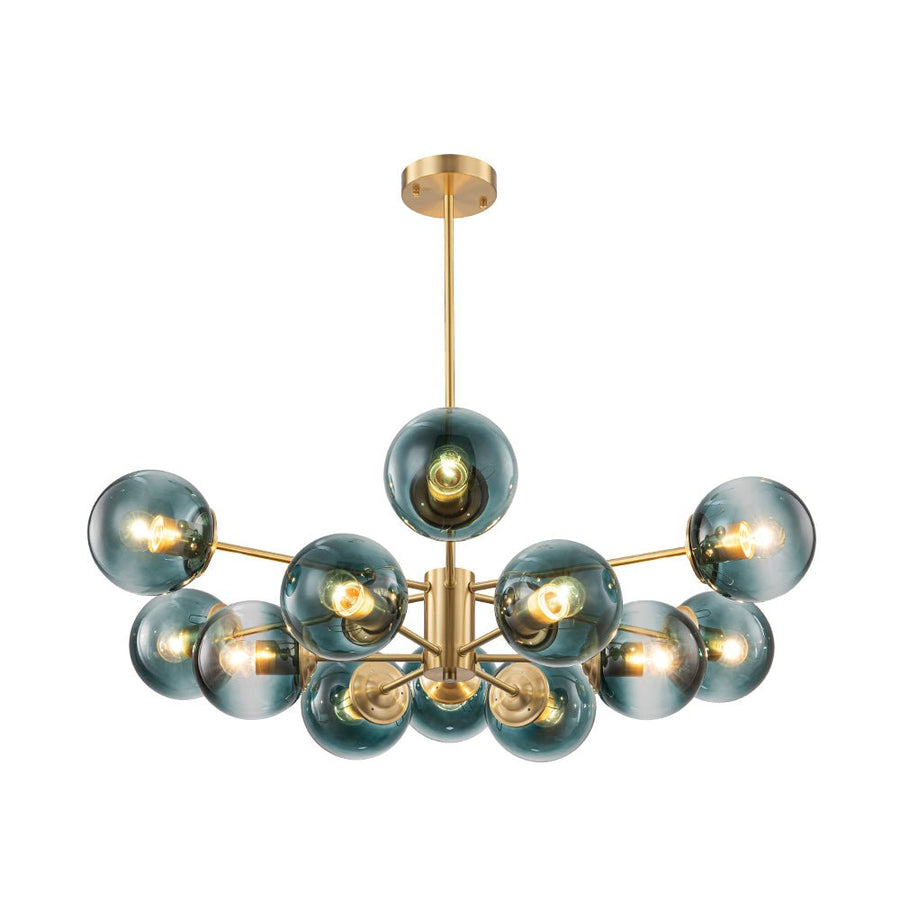 Farmhouze Light - Modern Sputnik Gradual Blue Glass Globe Bubble Chandelier - Chandelier - Brass - 
