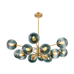 Farmhouze Light - Modern Sputnik Gradual Blue Glass Globe Bubble Chandelier - Chandelier - Brass - 
