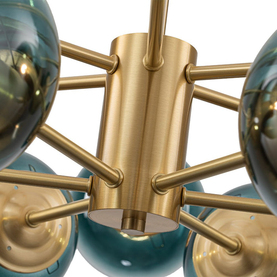 Farmhouze Light - Modern Sputnik Gradual Blue Glass Globe Bubble Chandelier - Chandelier - Brass - 