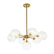 Load image into Gallery viewer, Farmhouze Light-Modern Tiered Water Glass Globe Round Sputnik Chandelier-Ceiling Light-Brass-
