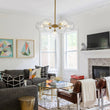 Load image into Gallery viewer, Farmhouze Light-Modern Tiered Water Glass Globe Round Sputnik Chandelier-Ceiling Light-Brass-
