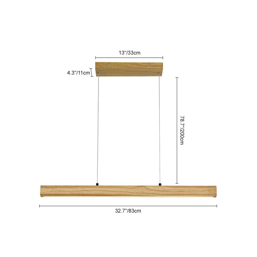 Farmhouze Light - Natural Wood Grain Dimmable LED Wide Linear Island Chandelier - Chandelier - Oak - 