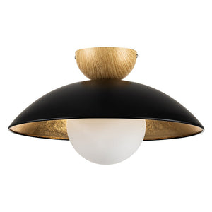 Farmhouze Light-Nordic 1-Light Metal Dome Semi Flush Mount-Ceiling Light-Black-