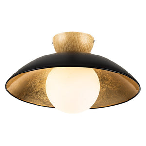 Farmhouze Light-Nordic 1-Light Metal Dome Semi Flush Mount-Ceiling Light-Black-