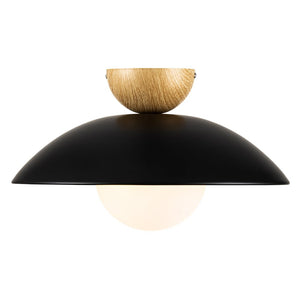 Farmhouze Light-Nordic 1-Light Metal Dome Semi Flush Mount-Ceiling Light-Black-