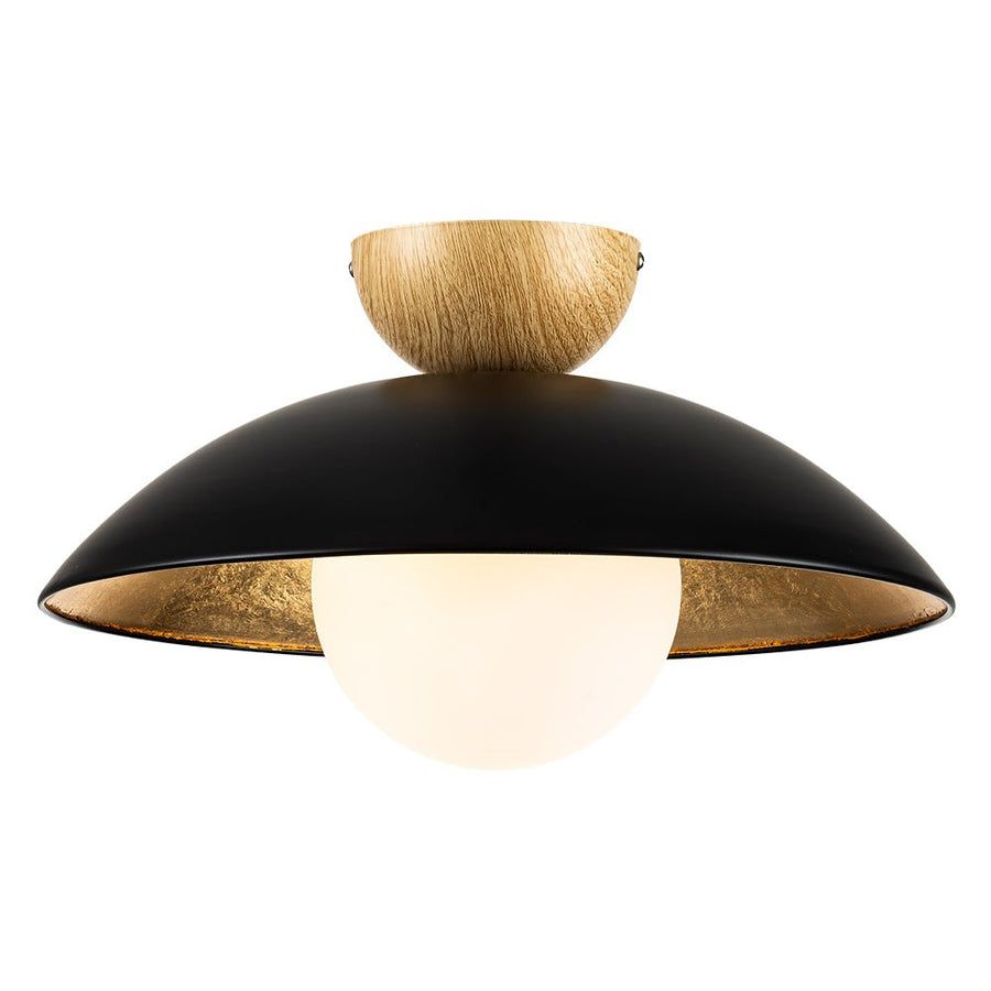 Farmhouze Light-Nordic 1-Light Metal Dome Semi Flush Mount-Ceiling Light-Black-