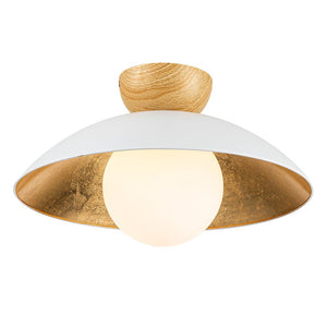 Farmhouze Light-Nordic 1-Light Metal Dome Semi Flush Mount-Ceiling Light-White-