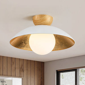 Farmhouze Light-Nordic 1-Light Metal Dome Semi Flush Mount-Ceiling Light-White-