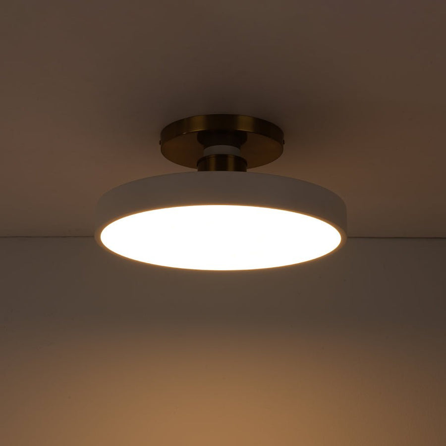 Farmhouze Light - Nordic Dimmable LED White Round Semi Flush Mount - Ceiling Light - White - 