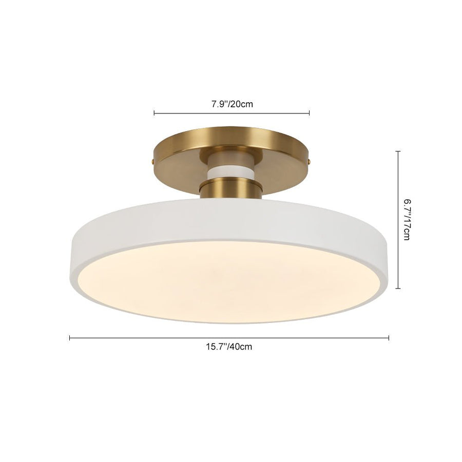 Farmhouze Light - Nordic Dimmable LED White Round Semi Flush Mount - Ceiling Light - White - 