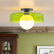 Load image into Gallery viewer, Farmhouze Light-Nordic Green Glass Globe 1-Light Round Ceiling Fixture-Ceiling Light-13.8 in-
