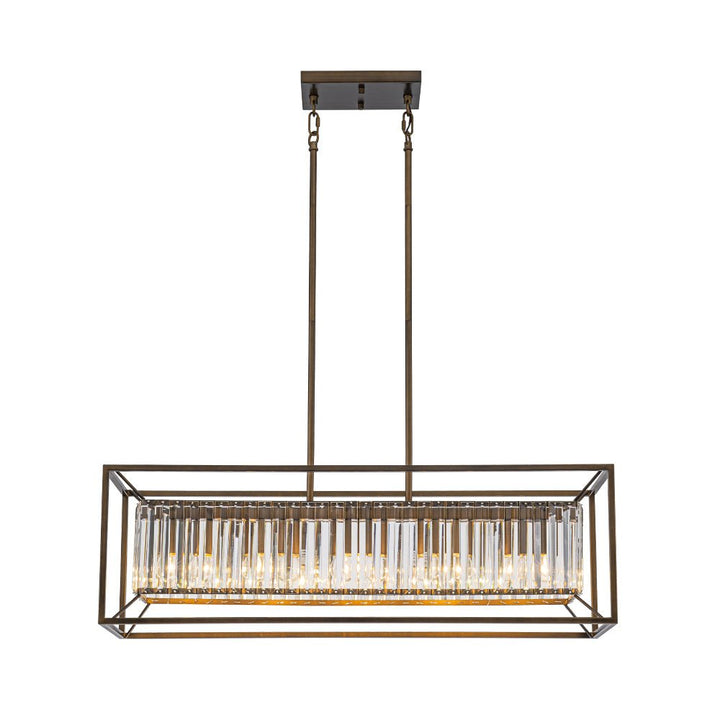 Farmhouze Light - Oil Rubbed Bronze 5 - Light Rectangle Crystal Chandelier - Chandelier - 31.5 in - 